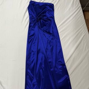 Fashion Nova Blue Strapless Gown for Prom